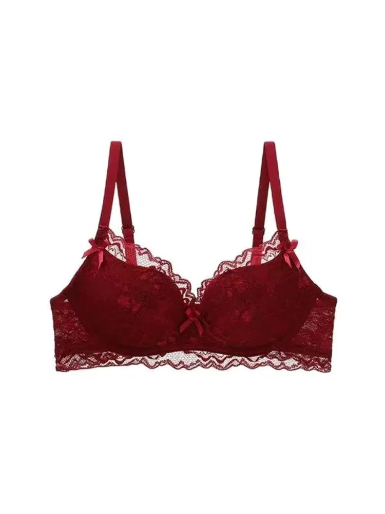 Cute Red Bra and Panty Set Women Comfortable No Wire Push Up Lingerie Sexy Bridal Wedding Lingerie Set Girls Birthday Present — image 6