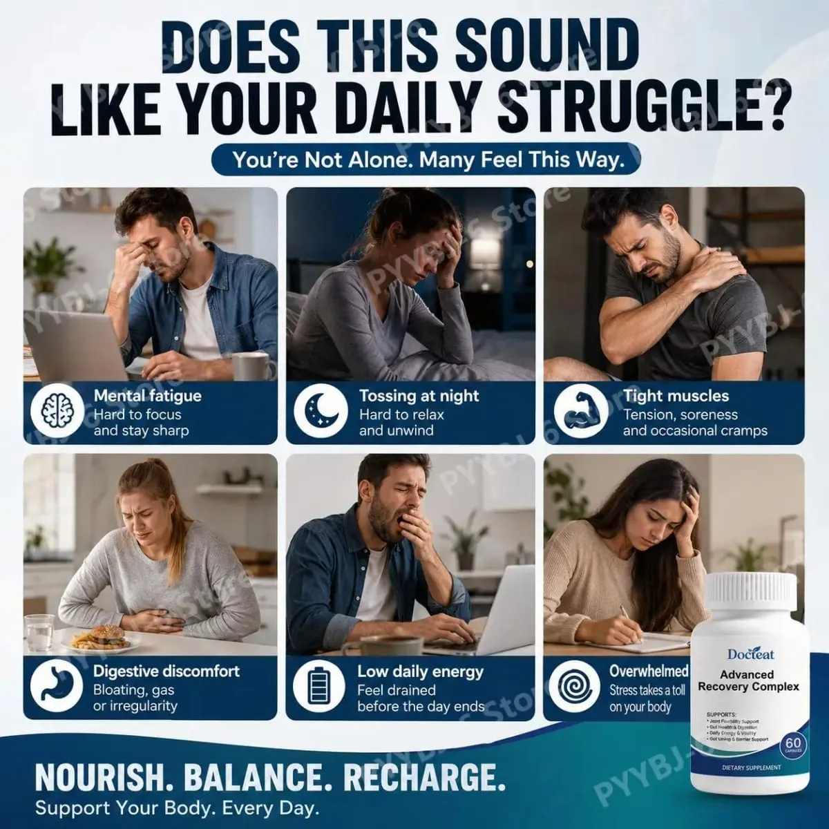 Advanced Recovery Complex 60 Capsules with L Glutamine Glycine Lysine Digestive Enzymes for Gut Health Daily Wellness Support — image 3