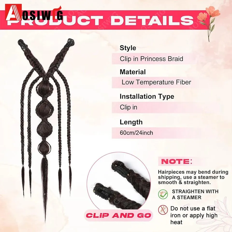 Bohemian BB Clip Braided Hair Extension Bubble Braid Hair Pin Handmade Braid Hair Piece Vintage Wedding Hair Accessories For Wom — image 2
