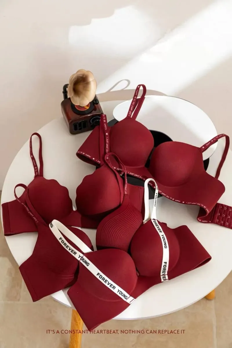 Sexy Red Push up Bra Set for Small Breasts Anti-Sagging Comfortable Breathable Wedding Lingerie Set without Underwire — image 3