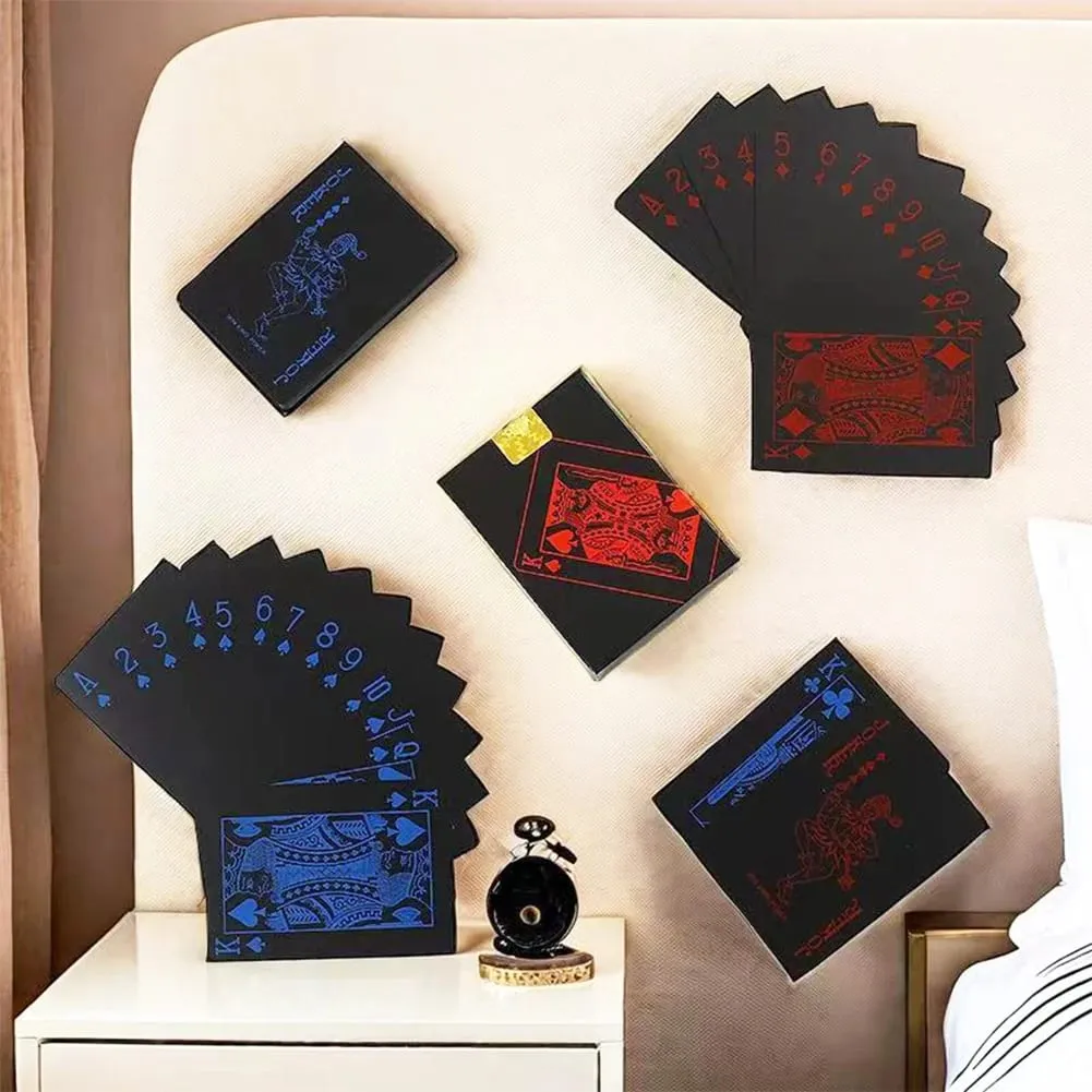 Playing Cards Game Poker Cards Board Child Kid Toy Waterproof Plastic PVC Black Blue Red Yellow Green Deck Card High-end Classy — image 10