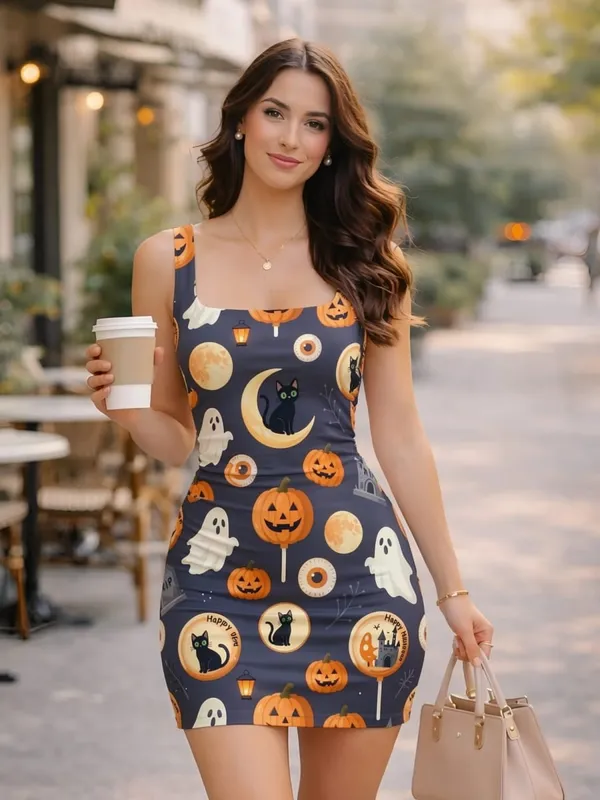 Women Square Neck Tank Bodycon Mini Dress Slim Fit Beach Cafe Travel Casual Elegant Outfit for Resort Holiday Seaside Outfits — image 12