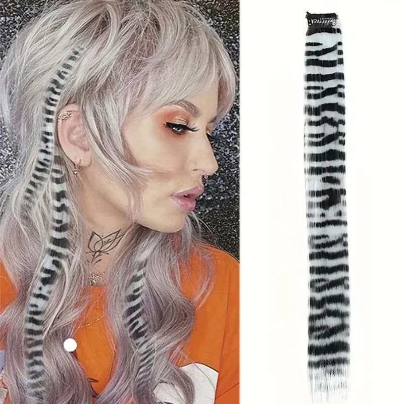 Rainbow Colored Feather Clip In Hair Extensions 18inch Synthetic Hair Piece Y2K Fashion For Women Girls Cosplay Party Halloween — image 13
