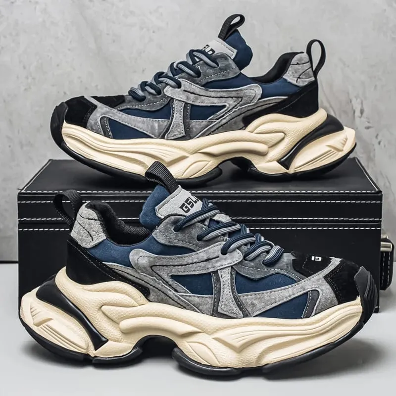 Lacing up Men's and Women's Couple Sport Shoes 2026 Thick Sole Luxury Design Casual Retro Dirty Casual Sneakers Breathable Upper — image 1