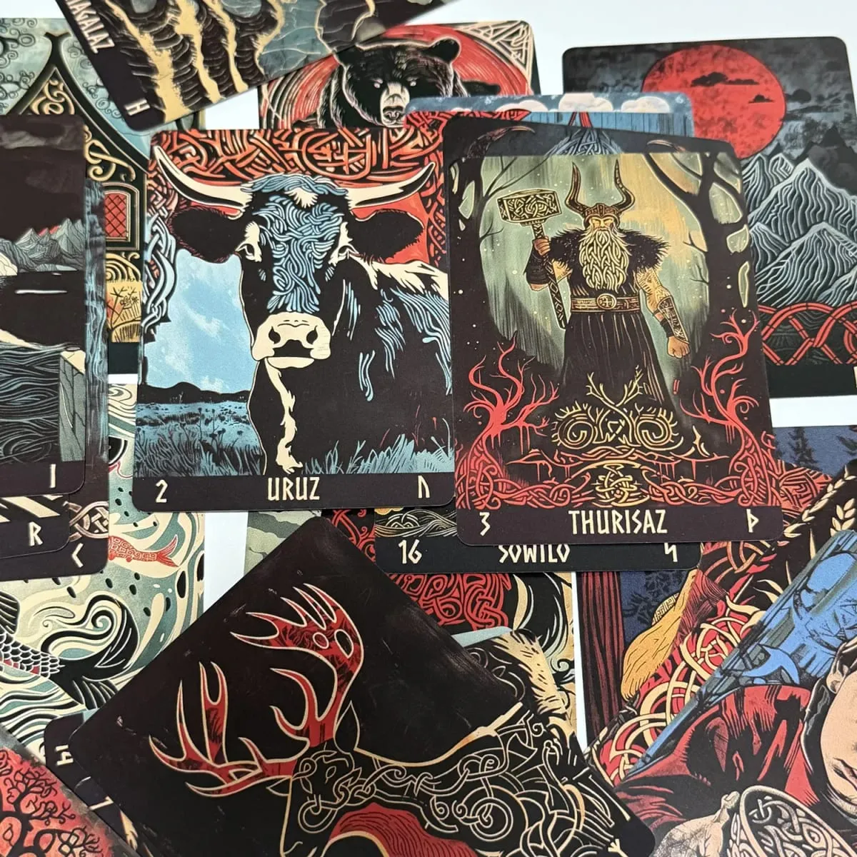 Norwegian Woodcut Runes Deck 24pcs English Version The Elder Futhark Runes Oracle deck — image 5