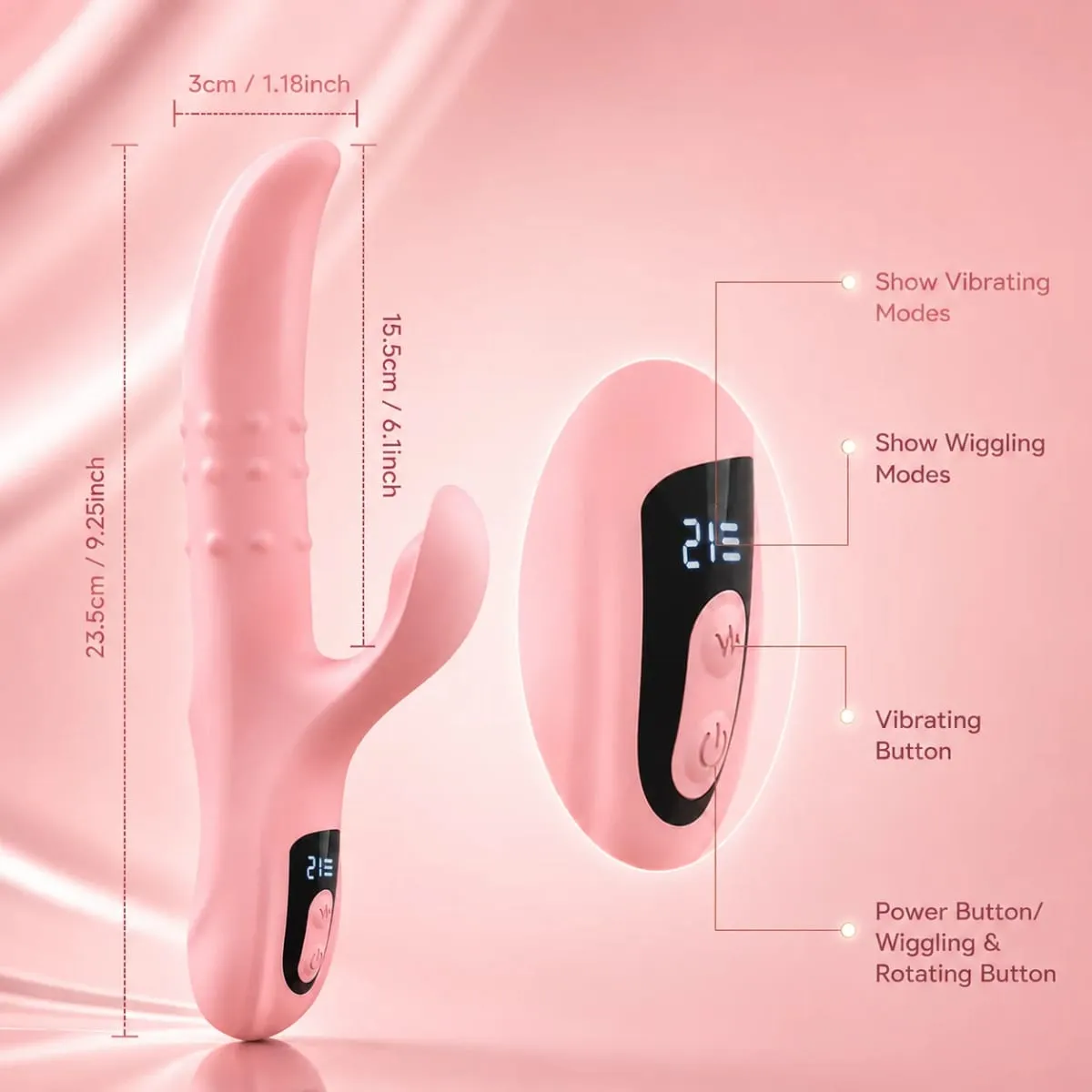 Rabbit Vibrator Sex Toy for Women Rotating Beads Wiggling G Spot Massager Dual Vibration LCD Display Waterproof Silicone — image 4