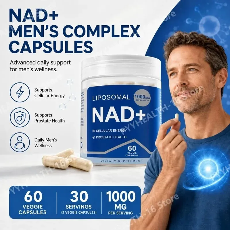 NAD+ Men's Complex Capsules Cellular Energy Support Resveratrol Maca Prostate Health and Urinary Comfort Support 60 Capsules — image 1