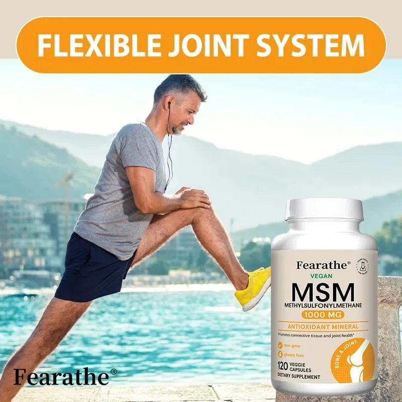 Fearathe méthylsulfonylméthane (MSM) 1000 Mg antioxydant favorise la santé des articulations absorption équilibrée du calcium sans OGM sans gluten — image 5