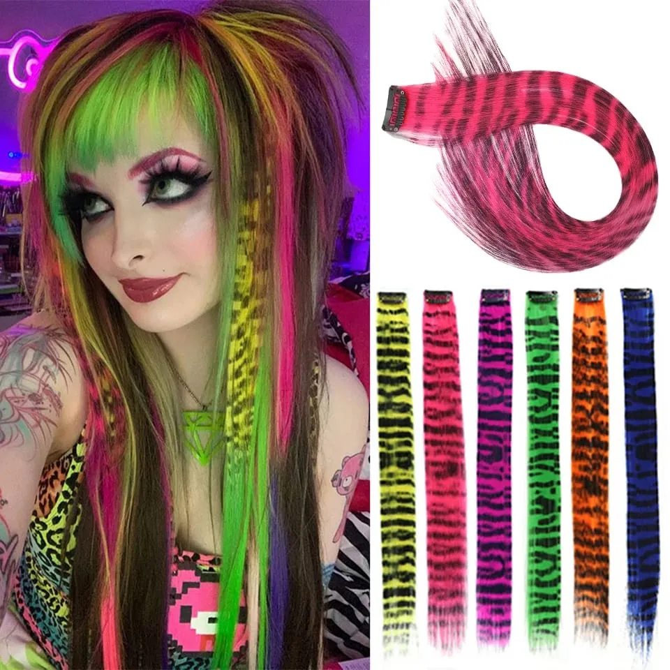 18 inch synthetic feather colored hair extensions with color integrated hair clips and wigs suitable for women's party outfits — image 2