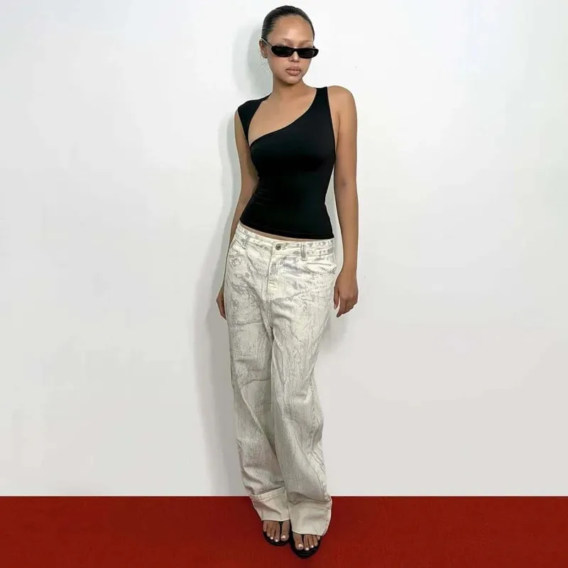 Dulzura Asymmetric One Shoulder Backless Slim Sleeveless Tank Top Women'S Solid Sexy Casual Top Street Style Y2K Summer Clothes — image 7