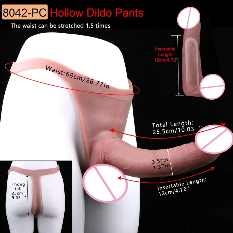 9.65‘’ Large Penis Sleeve насадка на член Pants 18+ Men Sex Toy Wearable Soft Realistic Hollow Dildo Panties Adult Supplies — image 21