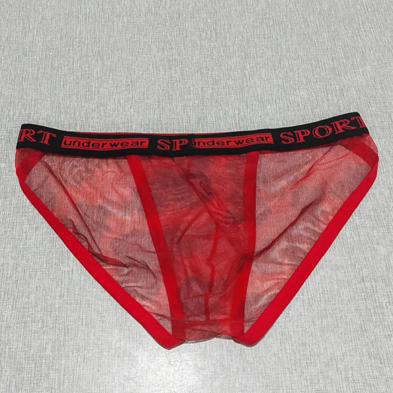 1pc Men Rose Printed Briefs High Fork Perspective Underwear Sexy Mesh Sheer Panties Breathable Comfortable Underpants — image 7