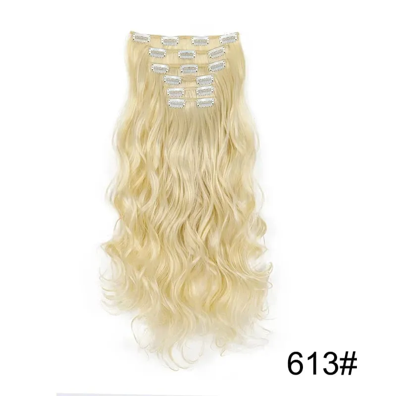 6pcs/set 24Inch Synthetic Long Curly Wavy Hair Extension 16 Clips High Tempreture Hairpiece Clip In Hair Extensions for Women — image 25