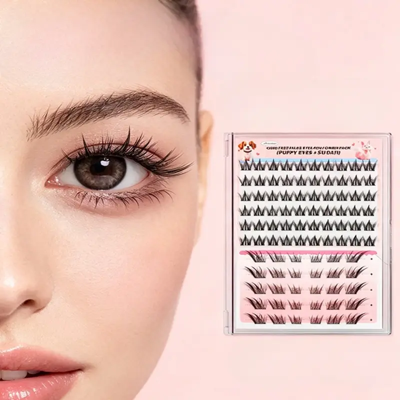 Self Adhesive Lash Clusters Combo Pack 10 Rows No Glue False Eyelashes Puppy Fox Eye Wispy Segmented Lashes for Daily Makeup — image 1