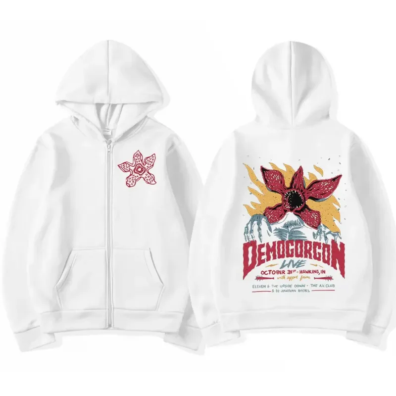 Eddie Munson O Demogorgon Zipper Hoodie Homens Mulheres Canibal Flor Monstro Impressão Cardigan Moletom Com Capuz Harajuku Streetwear