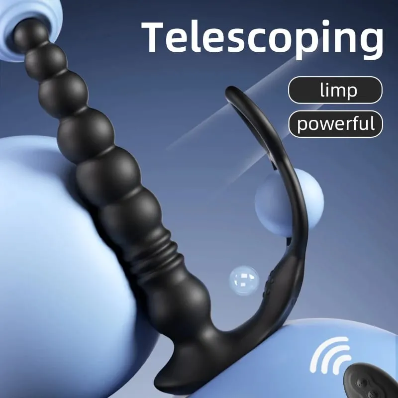 Remote Control Sex Toys Delay Ejaculation Lock Pull Beads Telescopic Vibrating Double Rings Anal Prostate Stimulation Pleasure — image 3