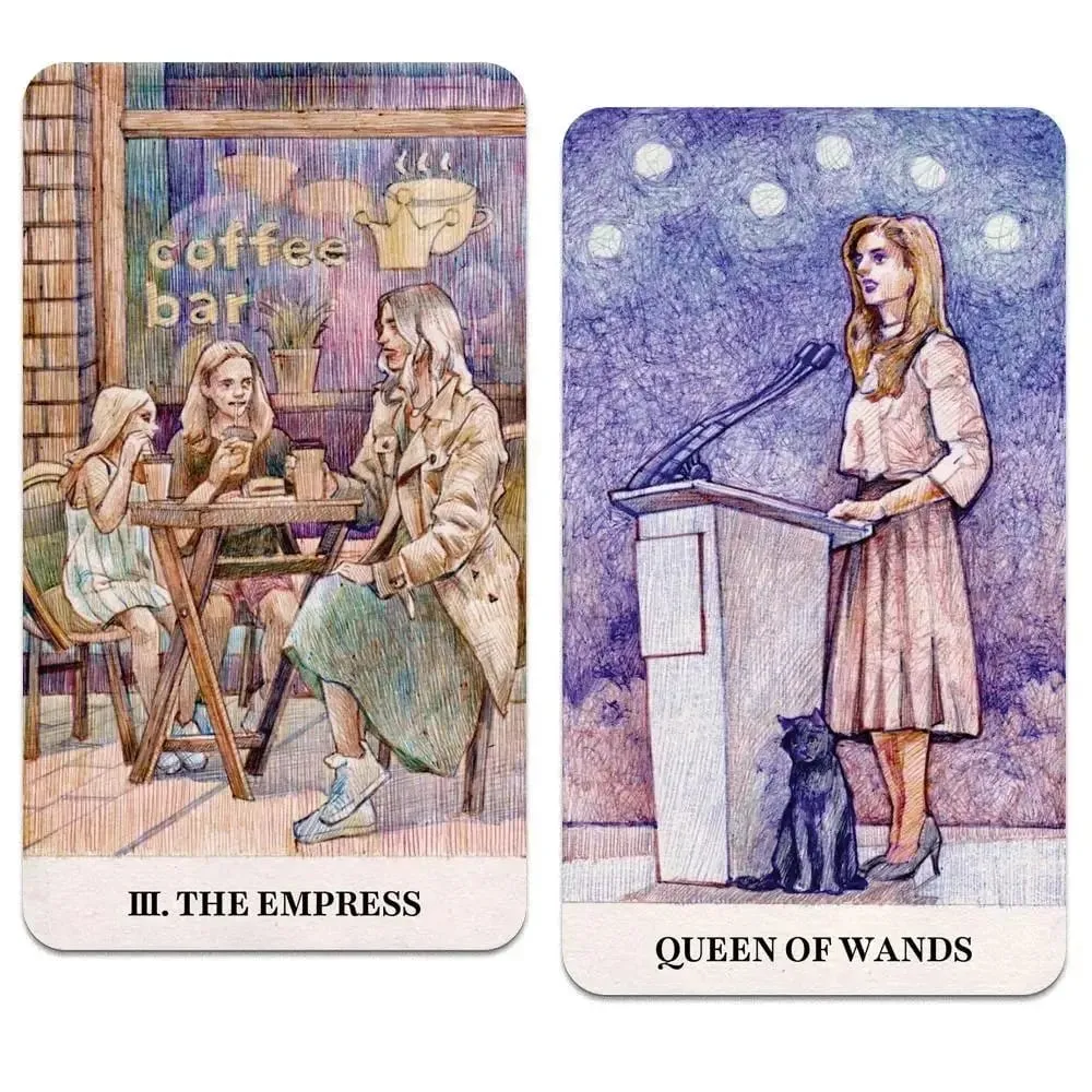 12*7cm City Labyrinth Tarot 78 Cards Tarot Deck | Indy Tarot Pen-drawn about Life In New York In The Early 2000s — image 3
