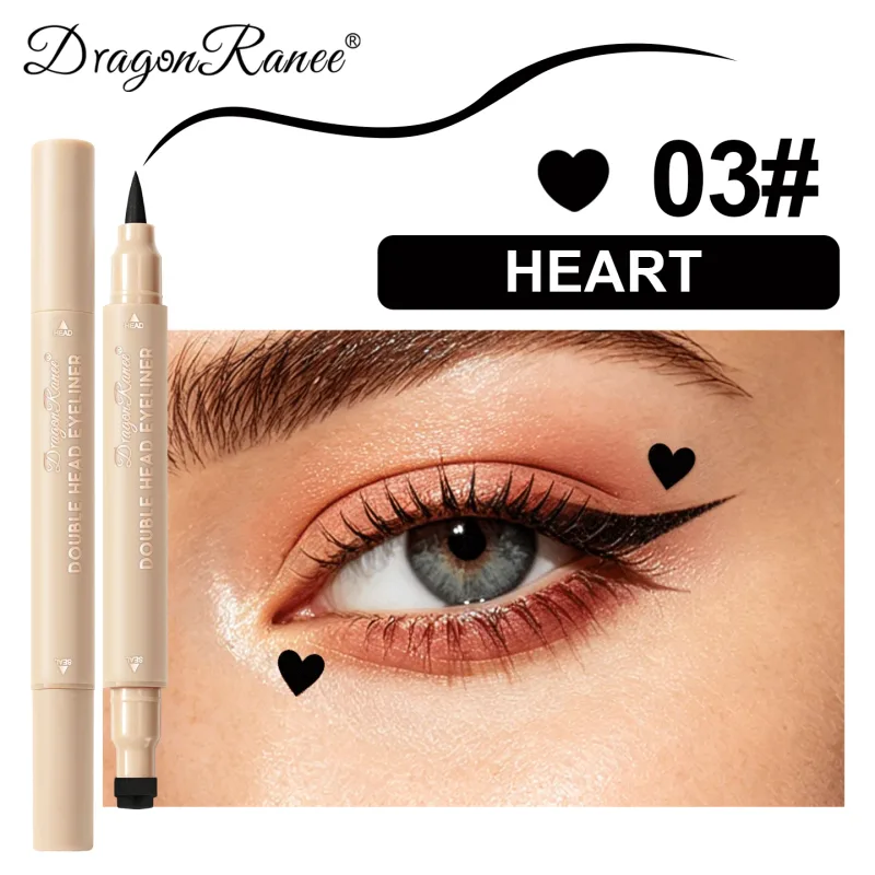Double-ended Love Star Butterfly Liquid Eyeliner Waterproof Smudge-Proof Quick Drying 2 in 1 Colorful Stamp Eye Line Pen Makeup