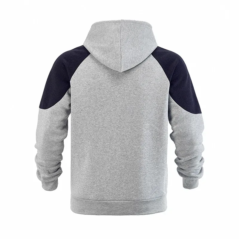 Autumn Winter Men Color Block Raglan Hoodie Textured Chest Panel Drawstring Kangaroo Pocket Loose Casual Streetwear Sweatshirt — image 31
