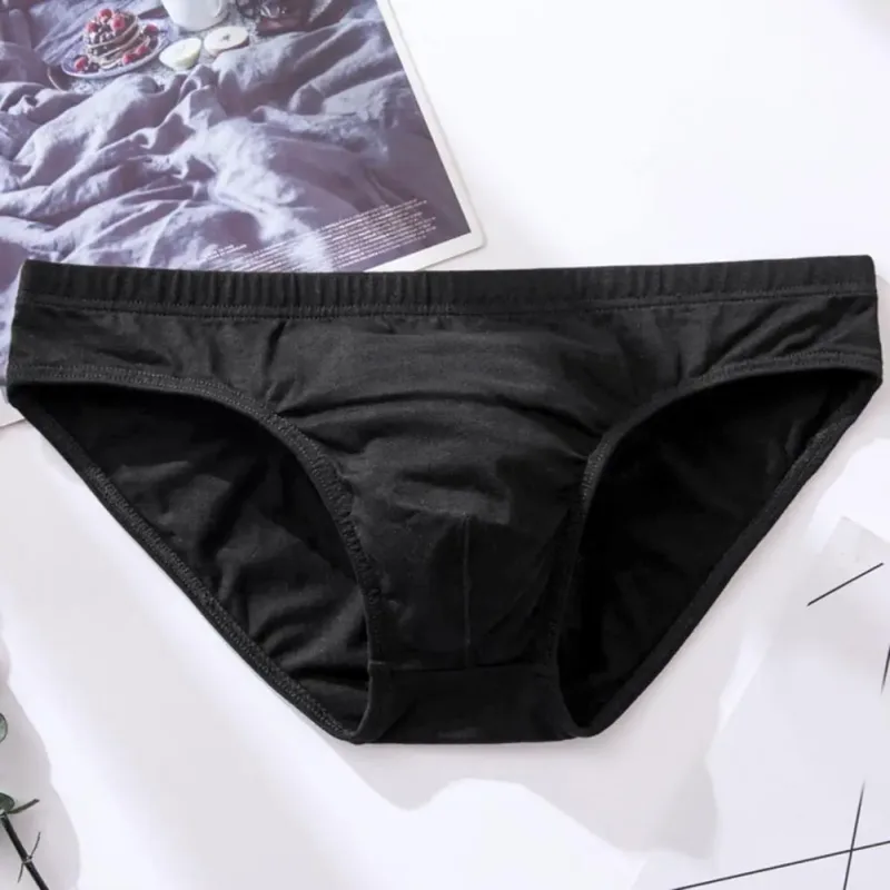 Cotton Briefs Adult Man Briefs Stretchy Breathable Solid Color Male Underwear Low Waist Cotton Underpants Plus Size Men Cotto