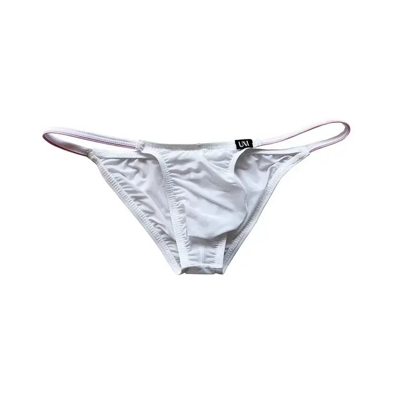New Arrival Men's Ice Silk Briefs Color Block Low-rise Thin Sexy Underwear — image 1