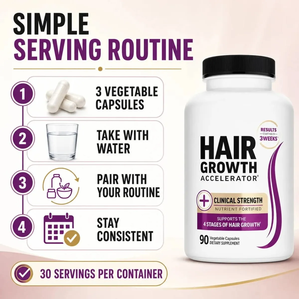 Hair Skin Nails Support Vitamins with Biotin Collagen Saw Palmetto 10000mcg Biotin Vegan Capsules Beauty Nutrition Formula — image 5