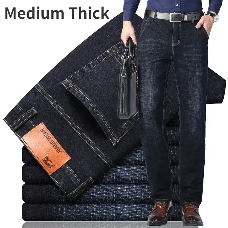 2026 Summer Spring New Men's Pure Black Slim Jeans Elastic Straight Pants BusinessLeisure Korean Vintage Denim Pants Male — image 11