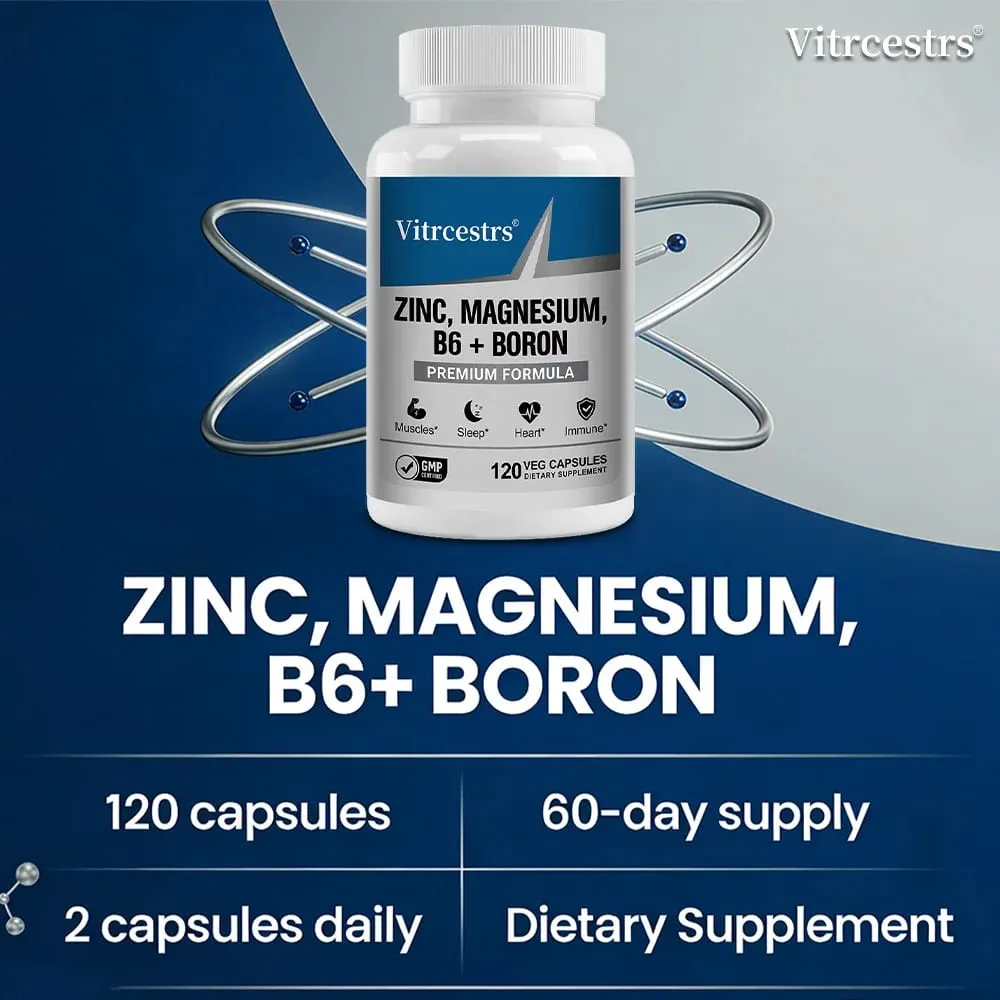 Magnesium Complex Capsules - boron/L-Threonate + Zinc D3 B6 High Absorption Muscle Bone Brain Sleep Health Anxiety Relief — image 2