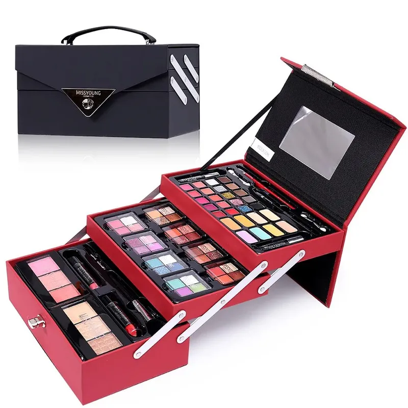 Set Hadiah Solek untuk Wanita Kit Penuh Semua dalam Satu Solek Serbuk Kening Gincu Lip Gloss Berus Shimmer Glitter Eye Shadow Palet — image 3