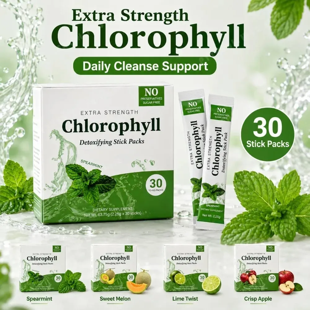 Chlorophyll Chlorophyllin 120mg Detox Stick Packs 30ct Sugar Free Prebiotic Gut Health Daily Support Non GMO Keto Supplement — image 3