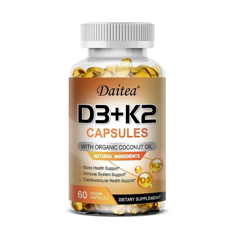 Vitamin D3 K2 Capsule - 5000 IU Vitamin D3 Promotes Strong Bones Calcium Absorption Teeth Heart Cardiovascular Health — image 8