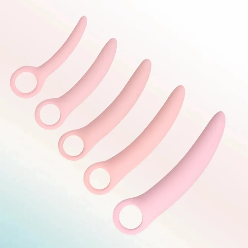 1 Set 5 stücke Weiche Silikon Kleine Elfenbein Pull Ring Vaginal Dilatator Set Vaginismus Anal Plug spielzeug Dilatator Vagina anal Sex Produkt — image 4