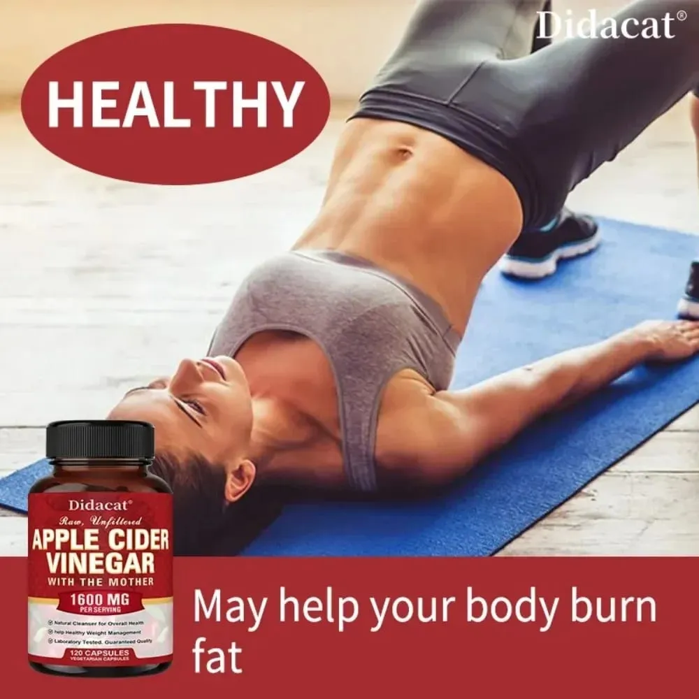 Apple Cider Vinegar Capsules Detoxify Relieve Bloating and Constipation Help Weight Management Promote Digestive Health — image 3