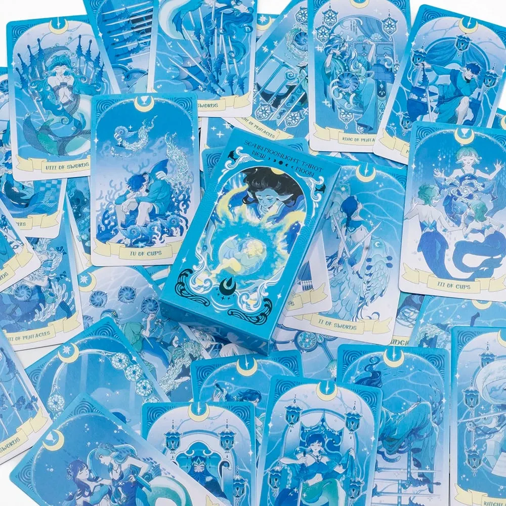 10.3*6CM Sea in Moonlight Tarot Cards English Version A 78 Cards NEW MOON Ocean Emotional Healing Divination Tarot Cards — image 6