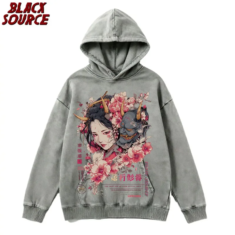T240 Men's Women's Anime Dragon Floral Print Hoodie, Casual Pullover Hooded Sweatshirt, Comfortable Loose Fit Daily Wear — image 18