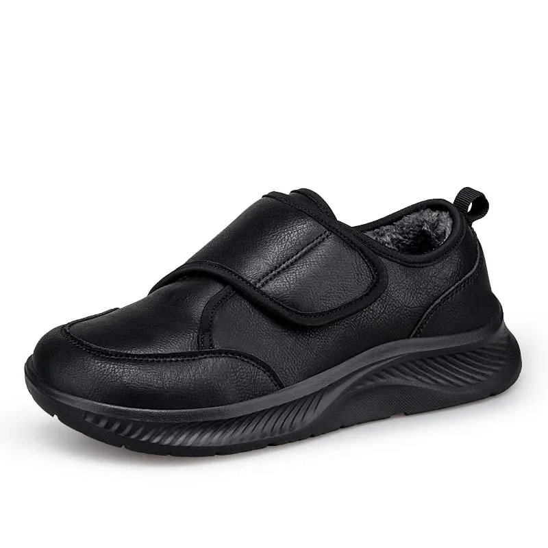 Winter Fur-lined Wide Toe Box Diabetic Shoes for Unisex Soft Leather Sneakers Adjustable Open Orthopedic Shoes for Swollen Foot — image 2