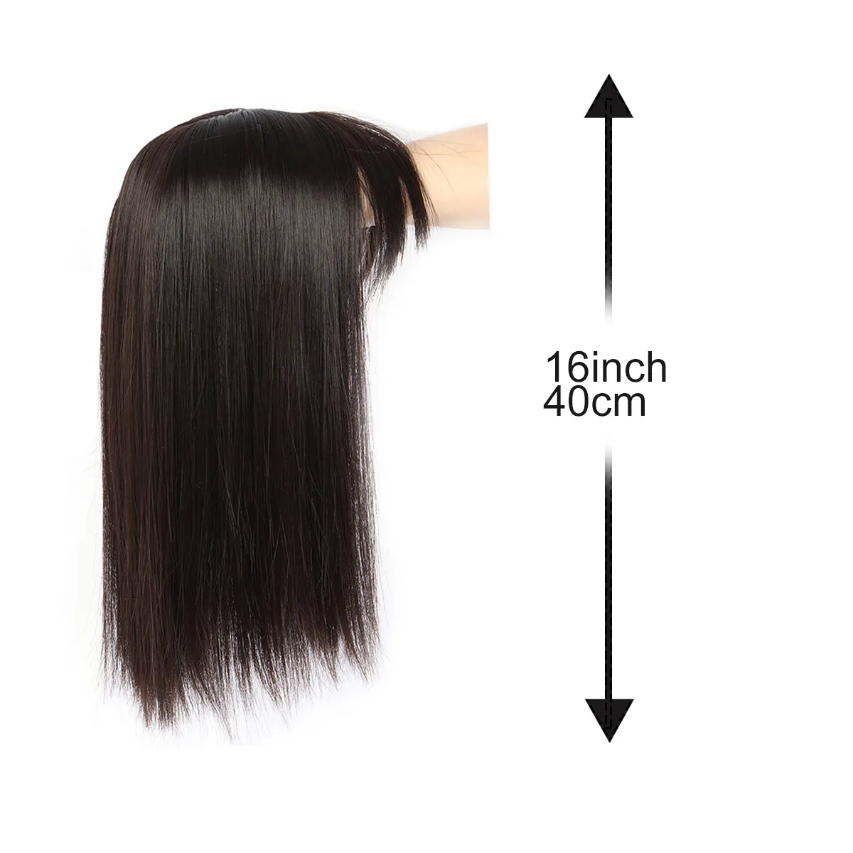 Synthetic 16inch Straight Topper Hair with 3 Clips for Women Hairpieces for Thinning Hair Featuring Bangs Easy to Wear — image 3
