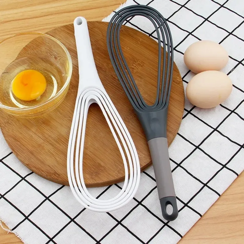 Plastic Dual Use Rotary Egg Beater Foldable Manual Whisk 2 in 1 Multifunctional Kitchen Tool for Beating Eggs and Kneading Dough — image 2