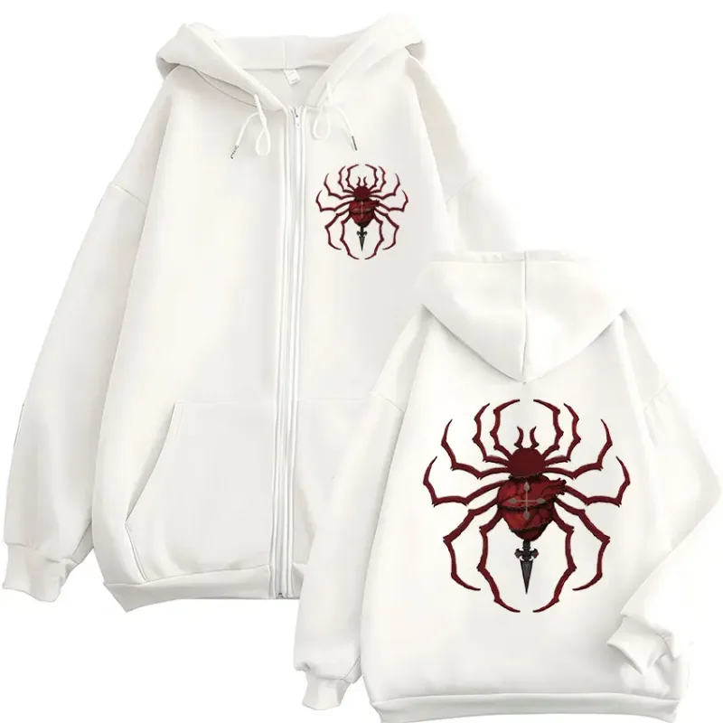 Anime Hunter X Hunter Phantom Troupe Spider Logo Mikiny na zip Pánské mikiny s kapucí na zip Dlouhé rukávy Pulovry Bundy — image 3