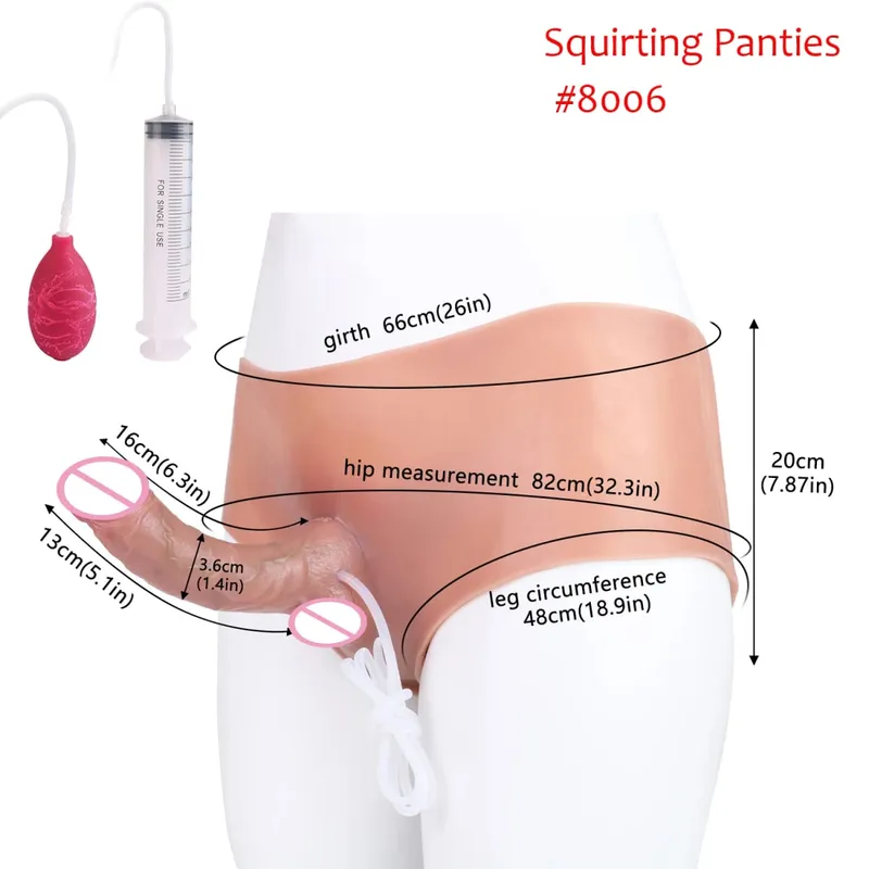 Black Nude Strapon Big Realistic Ejaculation Dildo Silicone Squirting Panties With Simulated Solid Penis Sex Toy For Women