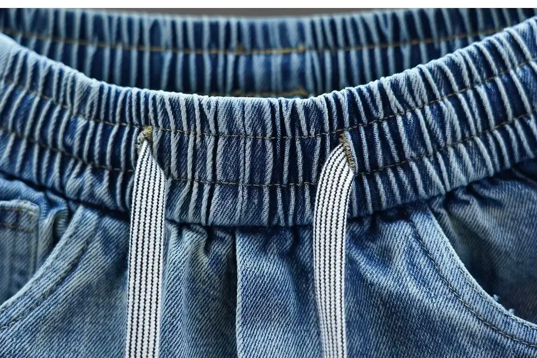 2026 Light Blue Gradient Harem Jeans Outdoor Casual Loose Fit Long Trousers Brand Men's Clothing — image 9