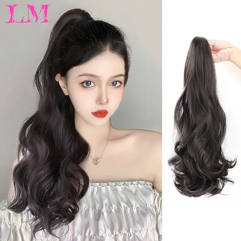 LM Synthetic Ponytail Extension Claw Curly Wavy Clip in Hairpiece Ponytail Hair Extensions Long Pony Tail Synthetic for Women — image 8