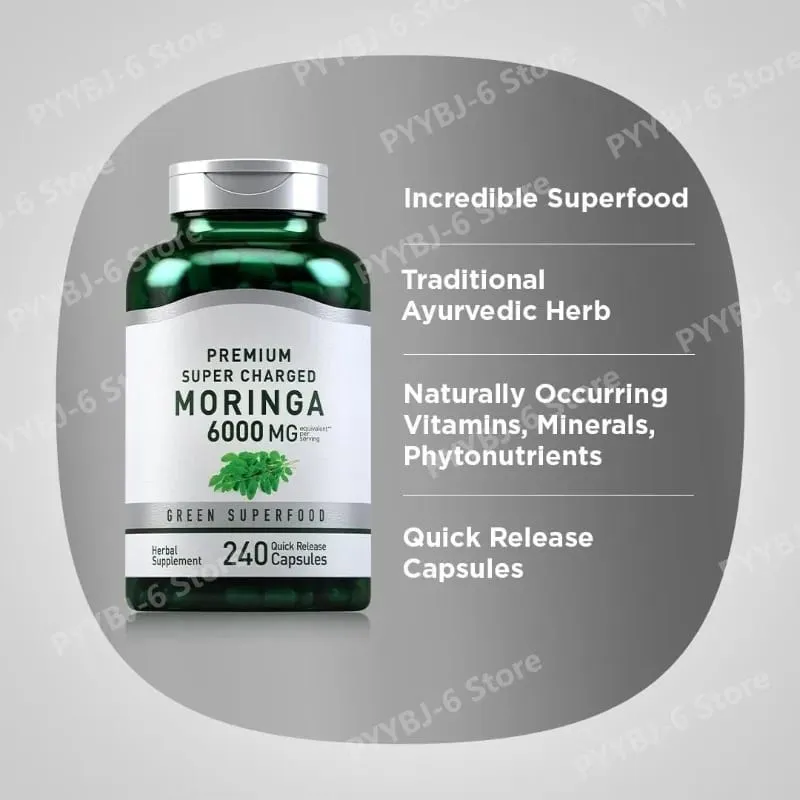 Moringa Oleifera Supplement 6000mg Concentrated Leaf Extract Supports Overall Health & Wellness Non-GMO 240 Capsules for adult — image 3