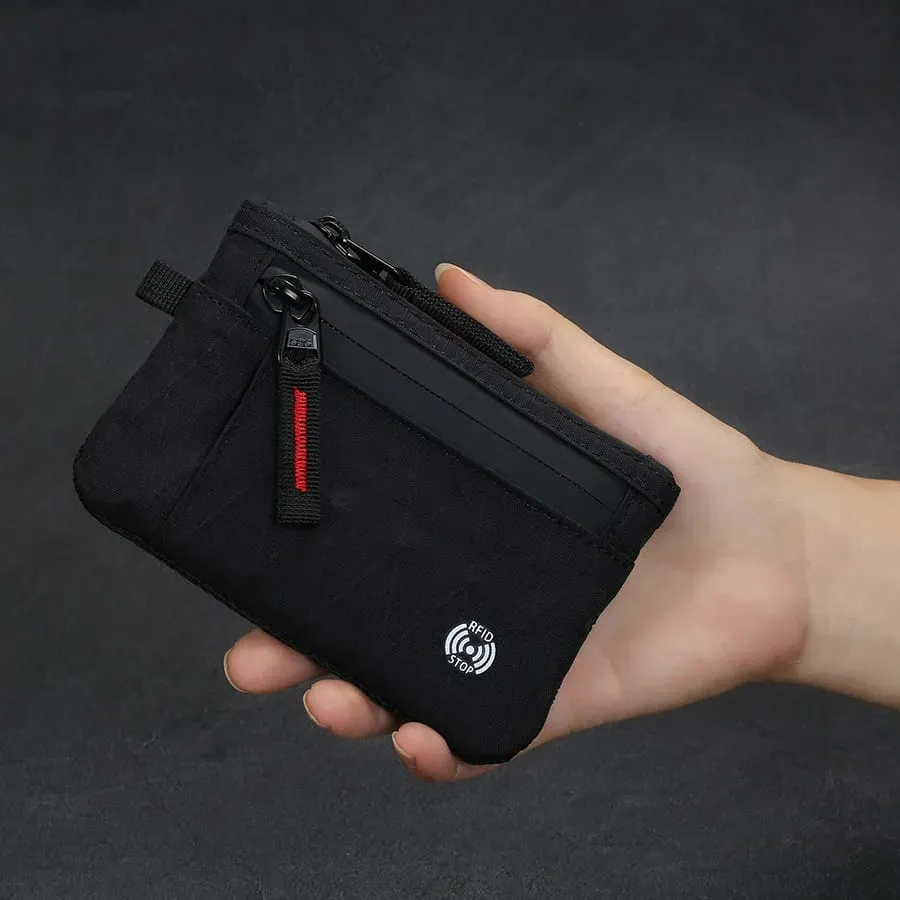 Luxury Rfid Credit Card Holder Anti Theft Slim Key Card Case with Carabiner Nylon Coin Purse Male Purse — image 2