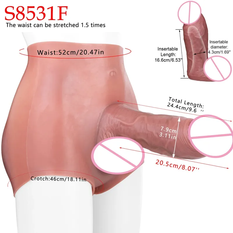 High Waist Realistic Penis Sleeve насадка на член Strap On Hollow Dildo Panties Silicone Dick Extender Sex Toy For Men