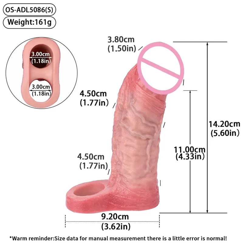 Reusable Penis Sleeve with Realistic Closed Head And Cock Ring Dick Enlargement Comdom Delay Ejaculation Sex Toys for Men — image 21