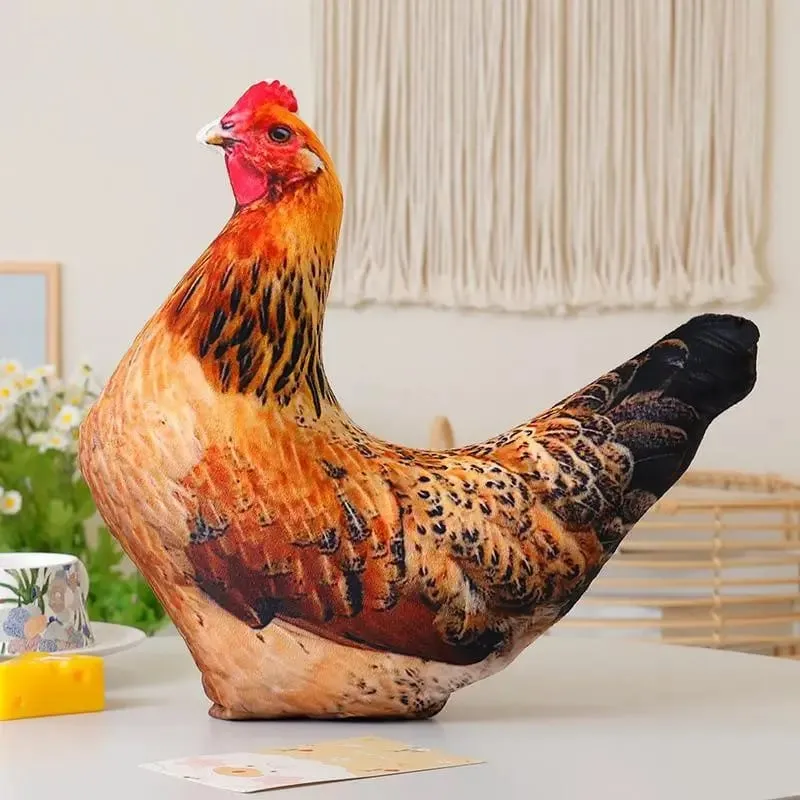 Lifelike 3D Rooster Plush Throw Pillow Soft Fluffy Vivid Print Cushion for Couch Bed Decor Unique Gift for Animal Lovers