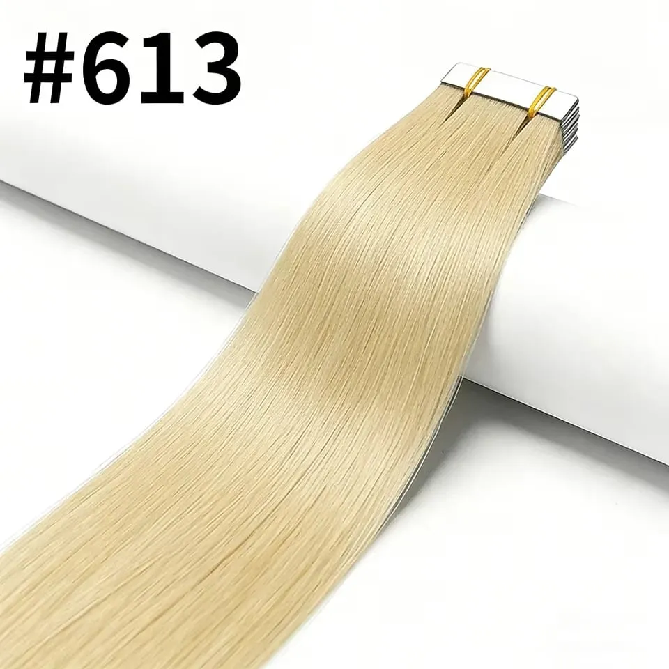 Blonde 613 Straight Tape In Human Hair Extensions 100% Human Hair Skin Weft Invisible Tape In Hair Extension 50g/20pcs For Woman — image 15