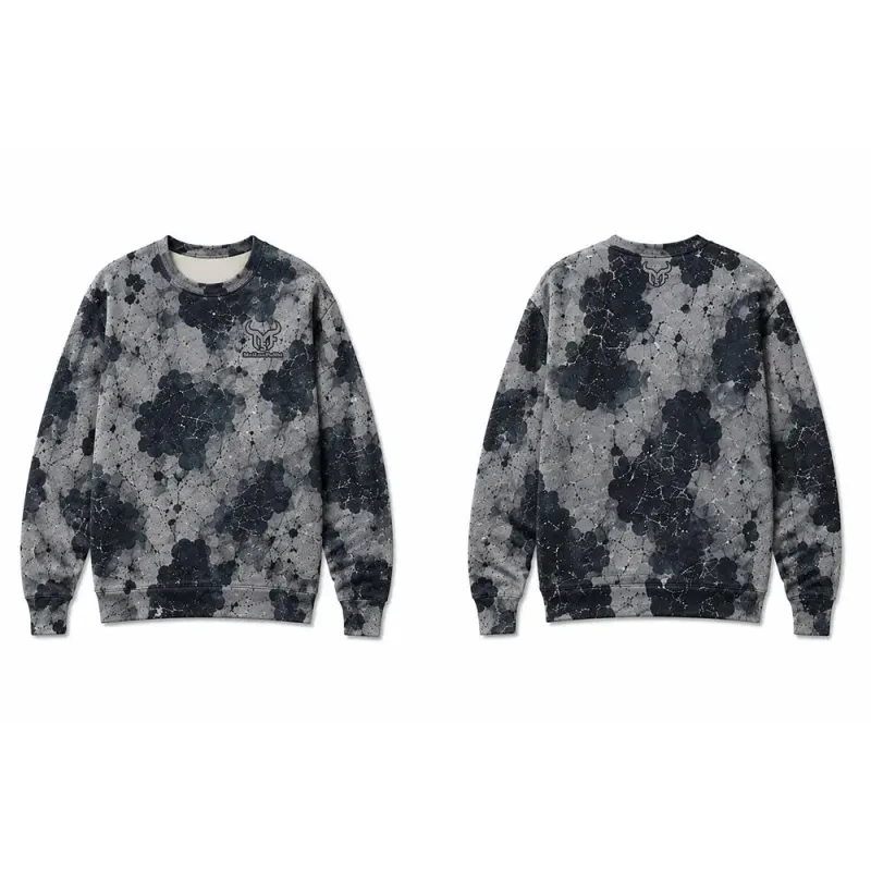 Vintage Western-inspired Fossil-print Cow Pattern Sweatshirt Men's All Over Print Crew Neck Pullover Unisex Casual Streetwear