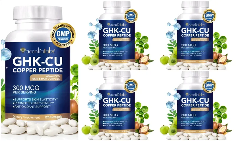 Natural Vegan Skin Hair Complex Supplements Liposomal GHK-Cu Copper Peptide Softgels Capsules 120pills with Biotin for Adults — image 11